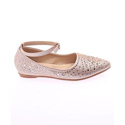 Cute Walk by Babyhug Party Wear Belly Shoes Studded Detailing - Champagne