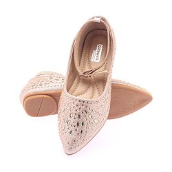 Cute Walk by Babyhug Party Wear Belly Shoes Studded Detailing - Champagne