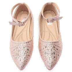 Cute Walk by Babyhug Party Wear Belly Shoes Studded Detailing - Champagne
