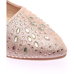 Cute Walk by Babyhug Party Wear Belly Shoes Studded Detailing - Champagne