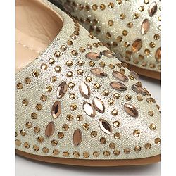 Cute Walk by Babyhug Party Wear Belly Shoes Studded Detailing - Champagne