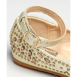 Cute Walk by Babyhug Party Wear Belly Shoes Studded Detailing - Champagne