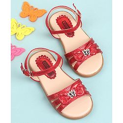 Cute Walk by Babyhug  Party Wear Sandals Bow Appliques - Red