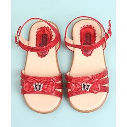 Cute Walk by Babyhug  Party Wear Sandals Bow Appliques - Red