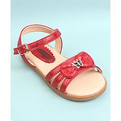 Cute Walk by Babyhug  Party Wear Sandals Bow Appliques - Red