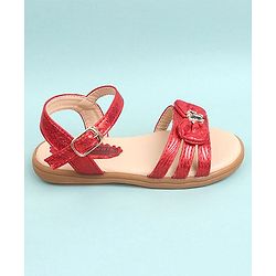 Cute Walk by Babyhug  Party Wear Sandals Bow Appliques - Red