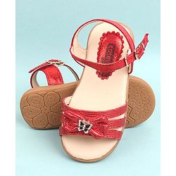 Cute Walk by Babyhug  Party Wear Sandals Bow Appliques - Red