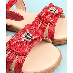 Cute Walk by Babyhug  Party Wear Sandals Bow Appliques - Red