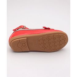 Cute Walk by Babyhug Party Wear Belly Shoes Studded Floral Detailing - Red