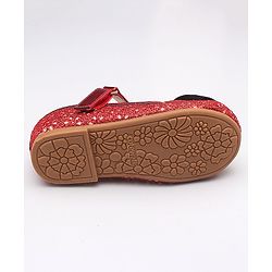 Cute Walk By Babyhug Belly Shoes Studded Bow Applique - Red