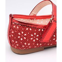 Cute Walk By Babyhug Belly Shoes Studded Bow Applique - Red