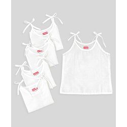 Babyhug 100% Cotton Sleeveless Slips Solid Color Pack of 5 -  White