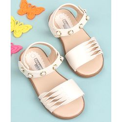 Cute Walk by Babyhug Party Wear Sandals Bead Detailing - Off White