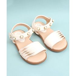 Cute Walk by Babyhug Party Wear Sandals Bead Detailing - Off White
