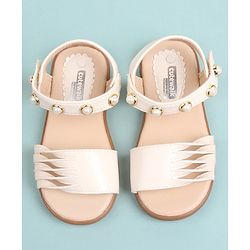 Cute Walk by Babyhug Party Wear Sandals Bead Detailing - Off White