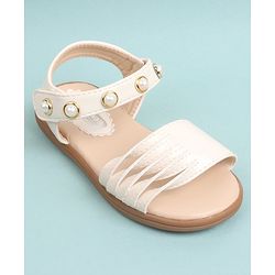 Cute Walk by Babyhug Party Wear Sandals Bead Detailing - Off White