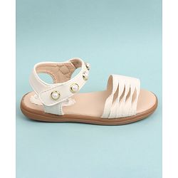 Cute Walk by Babyhug Party Wear Sandals Bead Detailing - Off White
