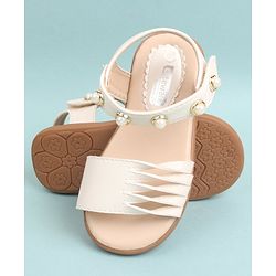 Cute Walk by Babyhug Party Wear Sandals Bead Detailing - Off White