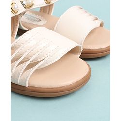Cute Walk by Babyhug Party Wear Sandals Bead Detailing - Off White
