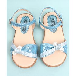 Cute Walk by Babyhug Party Wear Sandals Bead Detailing - Sky Blue