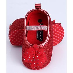 Cute Walk by Babyhug Party Wear Booties Floral Appliques - Red