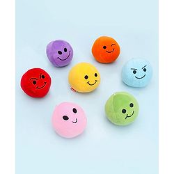 Babyhug Soft Smiley Balls Set of 7|Colorful Plush Balls for Toddlers|Boosts Sensory, Motor & Social Skills|Safe & Interactive|Learning Through Play|BIS|Ideal Gift|2+ Months|Multicolor