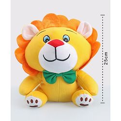 Babyhug Soft Lion Plush Toy with Adorable Mane and Green Bow Tie|Super Soft Cuddle Buddy for Snuggles, Sensory & Emotional Development |Lightweight, Travel-Friendly|2+ Years|BIS|Height-25cm