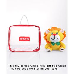 Babyhug Soft Lion Plush Toy with Adorable Mane and Green Bow Tie|Super Soft Cuddle Buddy for Snuggles, Sensory & Emotional Development |Lightweight, Travel-Friendly|2+ Years|BIS|Height-25cm