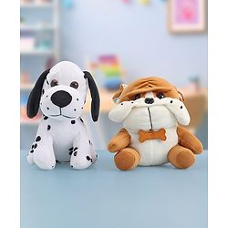 Babyhug Dog Soft Toy Pack of 2 Black Brown - Height 15 cm