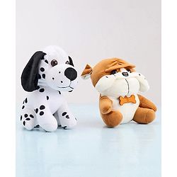 Babyhug Dog Soft Toy Pack of 2 Black Brown - Height 15 cm