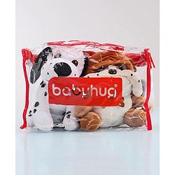 Babyhug Dog Soft Toy Pack of 2 Black Brown - Height 15 cm