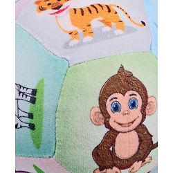 Babyhug Colorful Wild Animals Soft Ball with Gentle Rattle Sound & Animal Prints|Plush ball for Sensory Play, Motor Skill & Visual Development|Lightweight,Travel-Friendly|2+ Months|BIS|Height-13cm