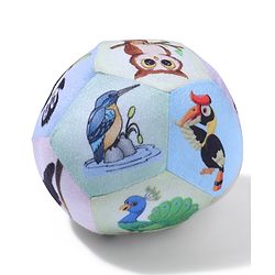 Babyhug Colorful Wild Animals Soft Ball with Gentle Rattle Sound & Animal Prints|Plush ball for Sensory Play, Motor Skill & Visual Development|Lightweight,Travel-Friendly|2+ Months|BIS|Height-13cm