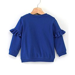 Babyhug Full Sleeves with Frill Sweatshirt Furry Friends Print - Navy