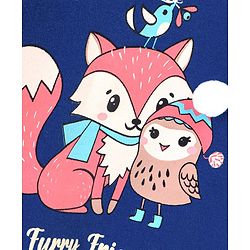 Babyhug Full Sleeves with Frill Sweatshirt Furry Friends Print - Navy