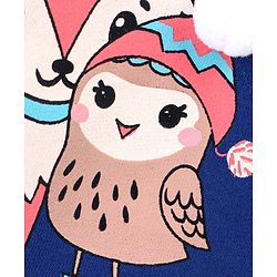 Babyhug Full Sleeves with Frill Sweatshirt Furry Friends Print - Navy