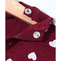 Babyhug Full Sleeves Pull Over SweatShirt Heart Print - Maroon