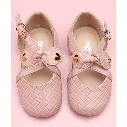 Cute Walk by Babyhug Solid Color Belly Shoes Bow Applique - Pink