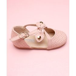 Cute Walk by Babyhug Solid Color Belly Shoes Bow Applique - Pink