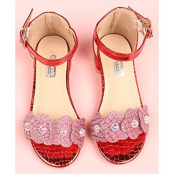 Cute Walk by Babyhug Sandals Floral Applique - Red