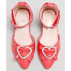 Cute Walk by Babyhug Stone Studded Sandals - Red