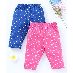 Babyhug Three Fourth Leggings Pack of 2 - Blue Pink
