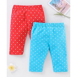 Babyhug Three Fourth Leggings Pack of 2 - Blue Red