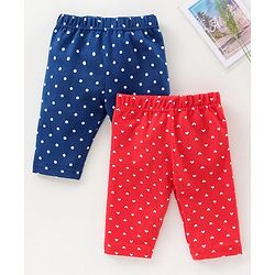 Babyhug Three Fourth Leggings Pack of 2 - Red Navy