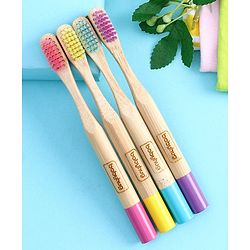Babyhug Bamboo Toothbrushes Pack of 4 - Multicolor