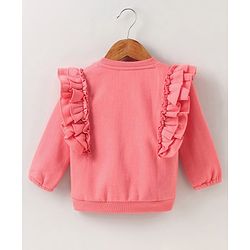 Babyhug Full Sleeves Sweatshirt Graphic Kitty Print - Peach