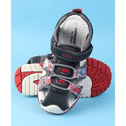 Cute Walk by Babyhug Velcro Closure Printed Sandals - Red & Black
