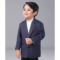Babyhug Full Sleeves Party Blazer Textured - Navy