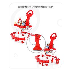 Babyhug Rabit Walker cum Rocker With Parental Push Handle - Red (Seat Print & Color May Vary)