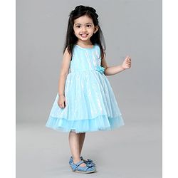 Babyhug Sleeveless Knee Length Textured Frock - Blue